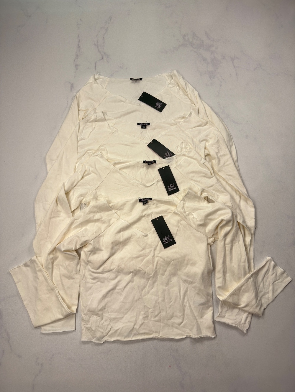 Wild Fable Long Sleeve Top Cream Scoop Neck Layered Look Lot of 4 - Womens M NWT